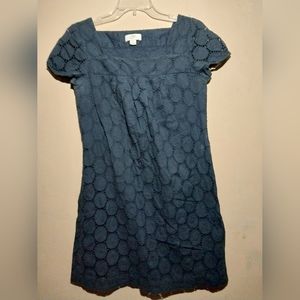 Navy Blue S/Sleeve Eyelet Dress•Loft Size 2